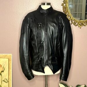 Harley-Davidson Women's XL Black Leather Motorcycle Jacket w/ Liner & Zip Pocket